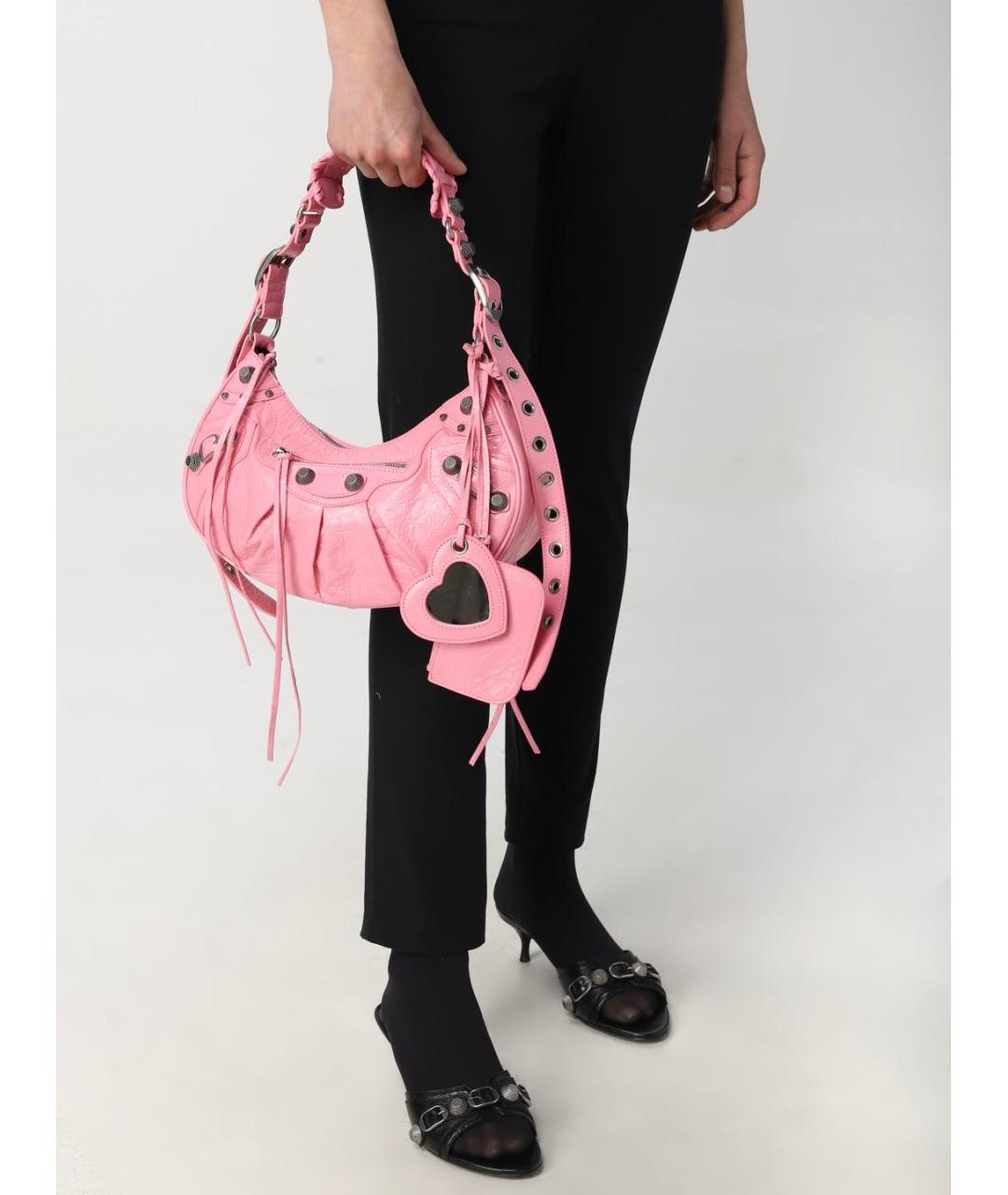 BALENCIAGA Розовая кожаная сумка через плечо, фото 6