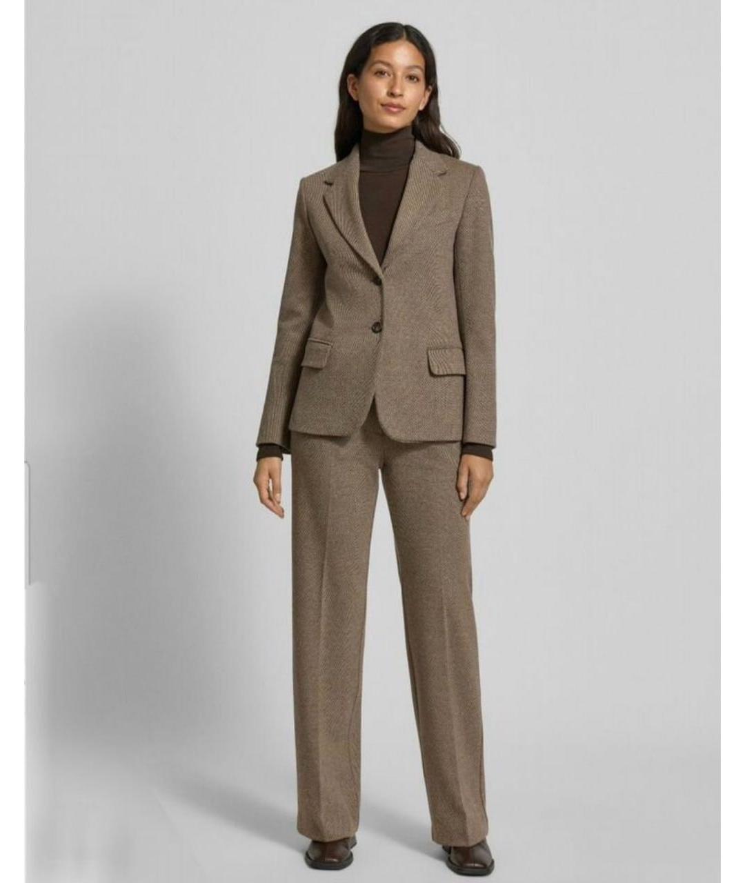 WEEKEND MAX MARA Коричневый шерстяной костюм с брюками, фото 8