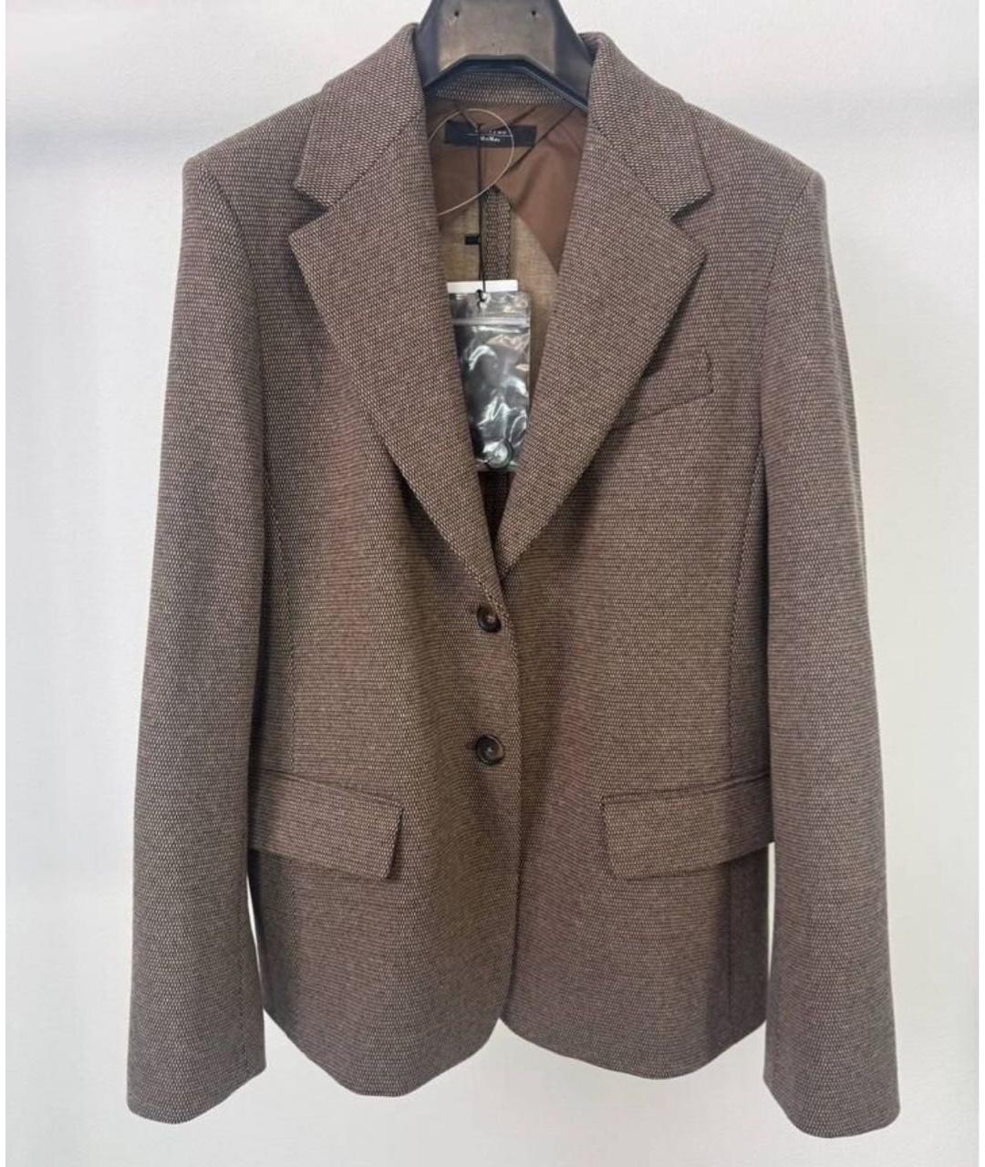 WEEKEND MAX MARA Коричневый шерстяной костюм с брюками, фото 9