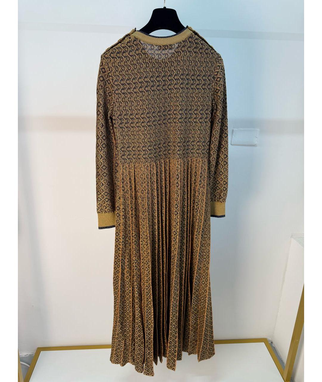 CHANEL Золотое вискозное вечернее платье, фото 2