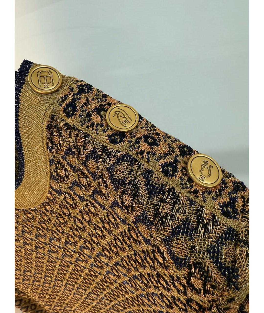 CHANEL Золотое вискозное вечернее платье, фото 3