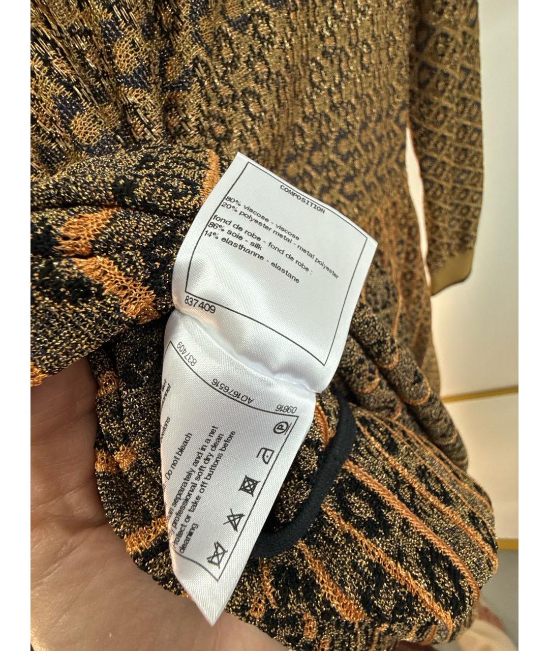 CHANEL Золотое вискозное вечернее платье, фото 5