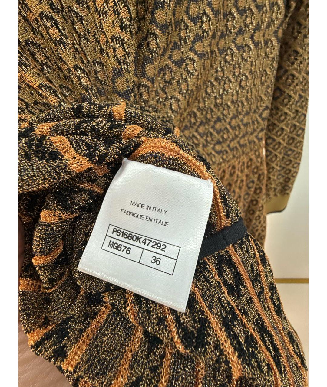 CHANEL Золотое вискозное вечернее платье, фото 4