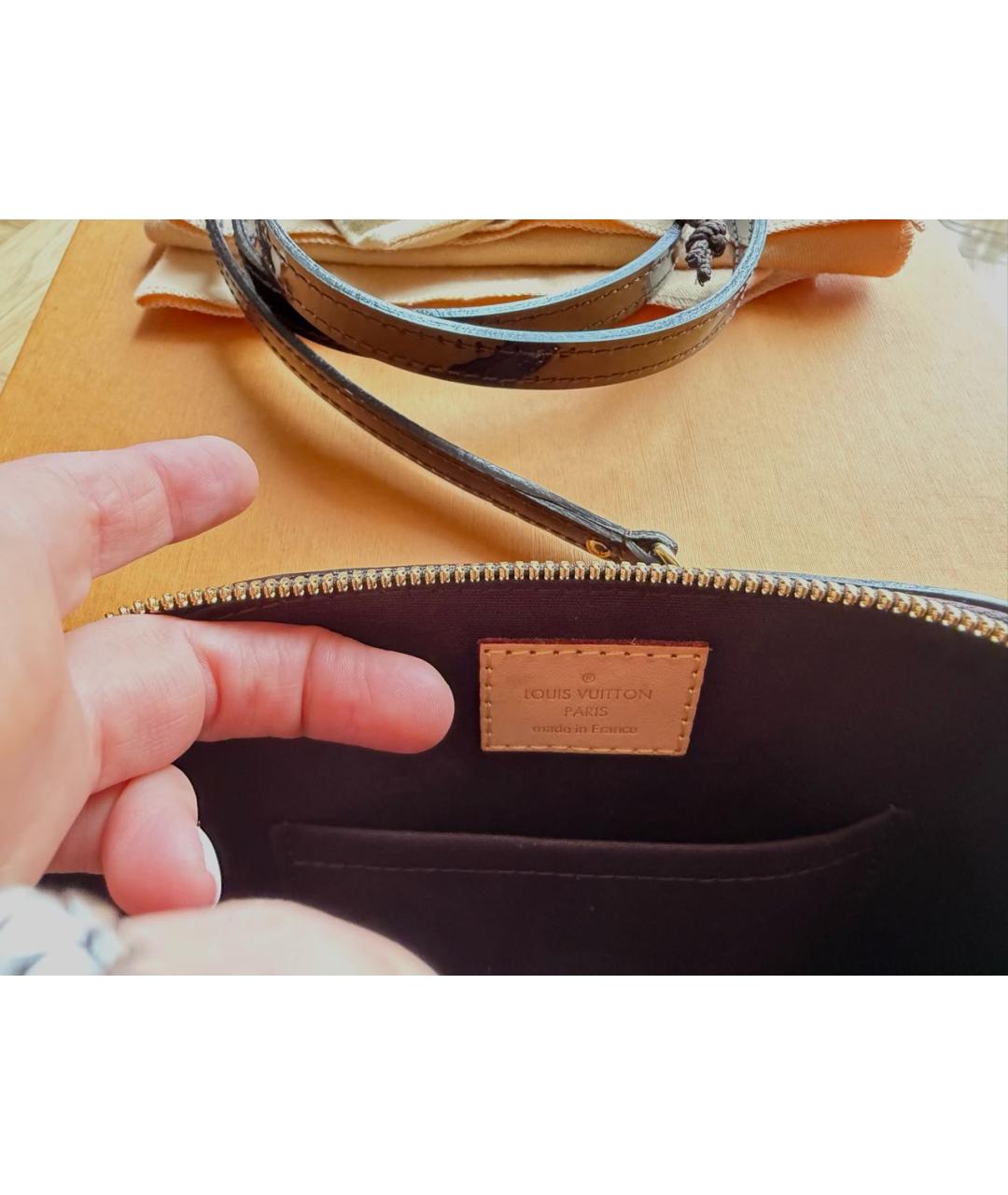 LOUIS VUITTON Бордовая сумка с короткими ручками из лакированной кожи, фото 5