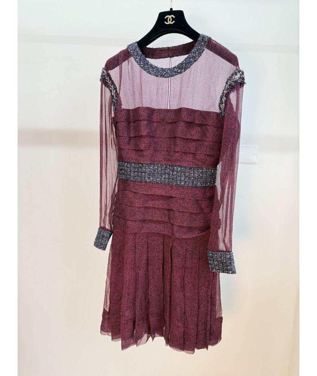 CHANEL Бордовое шелковое вечернее платье, фото 6