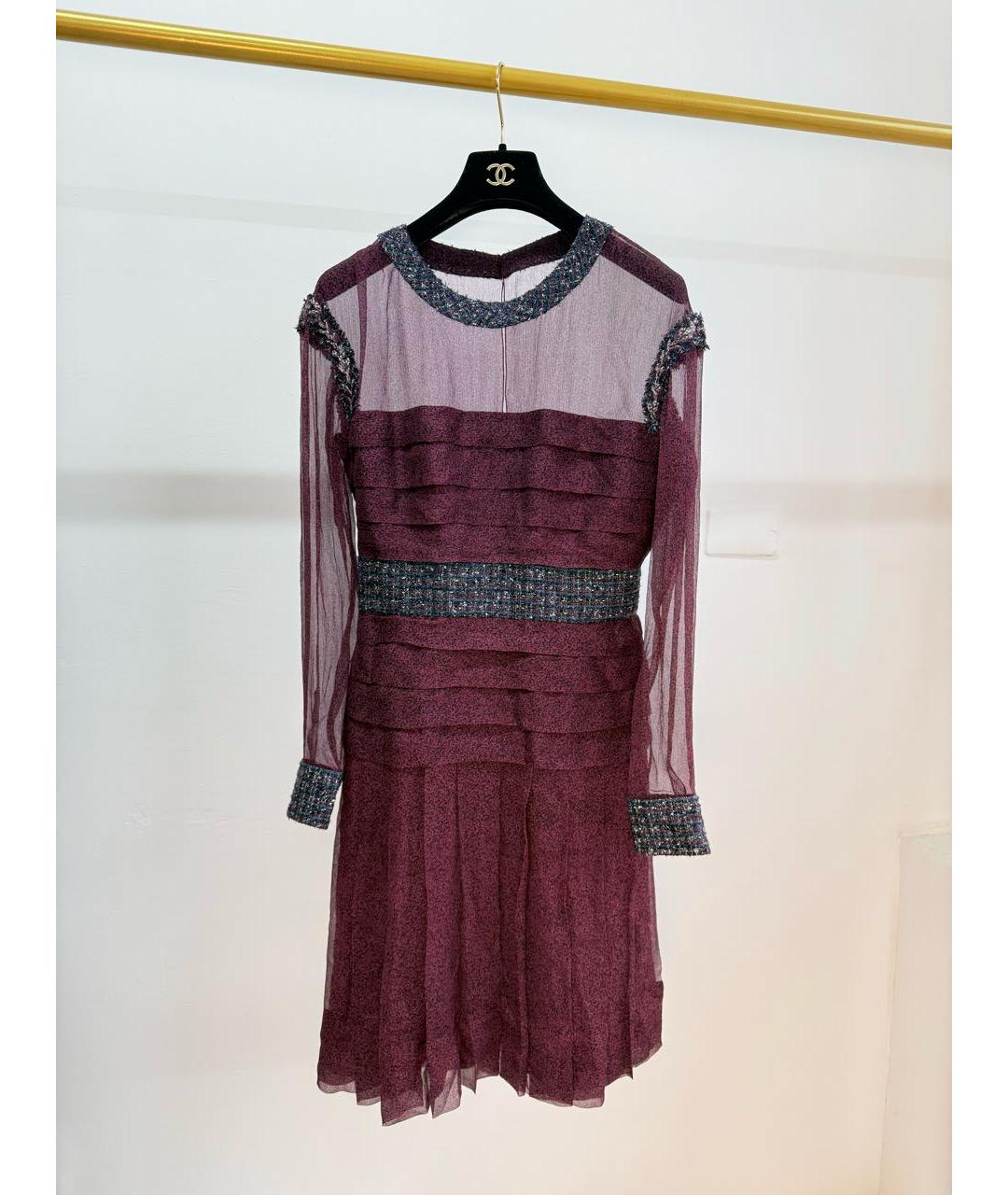 CHANEL Бордовое шелковое вечернее платье, фото 5