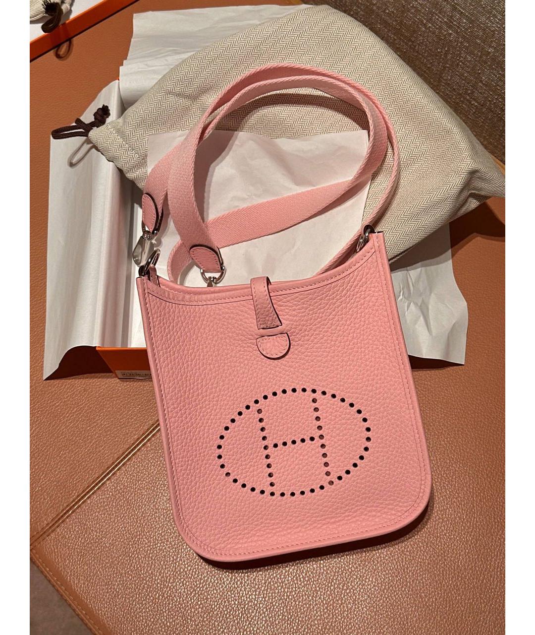 HERMES Розовая кожаная сумка через плечо, фото 5