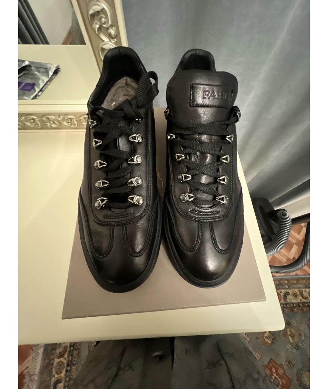 FABIANA FILIPPI Черные кожаные низкие кроссовки / кеды, фото 2