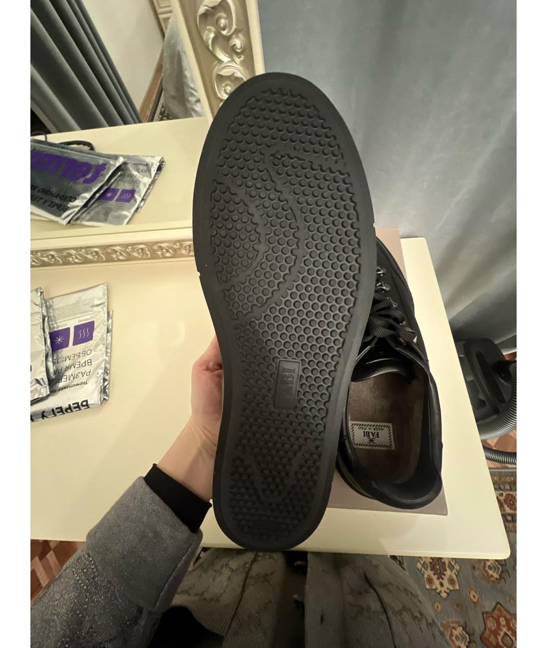 FABIANA FILIPPI Черные кожаные низкие кроссовки / кеды, фото 5