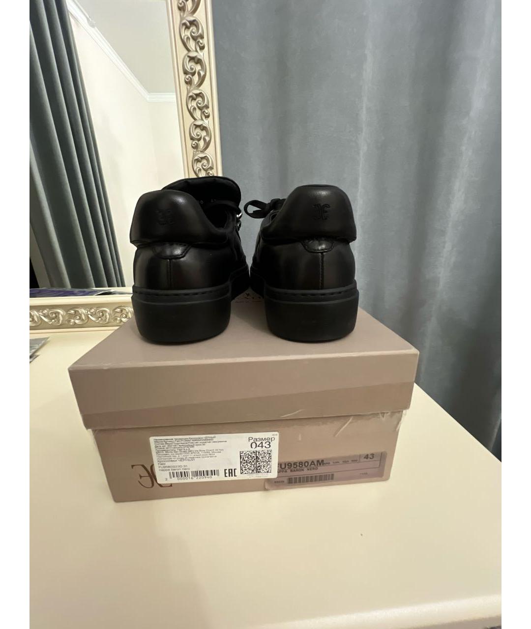 FABIANA FILIPPI Черные кожаные низкие кроссовки / кеды, фото 4