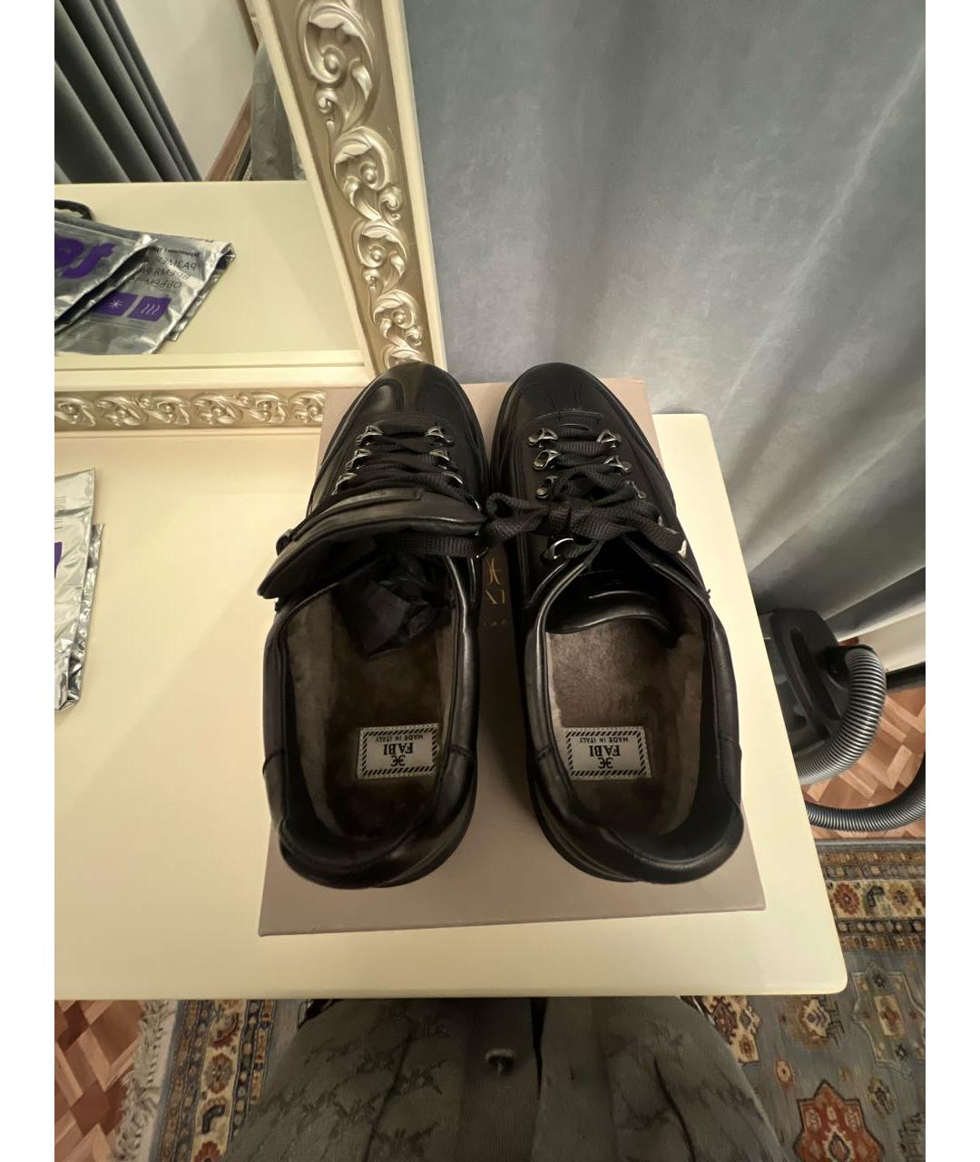 FABIANA FILIPPI Черные кожаные низкие кроссовки / кеды, фото 3