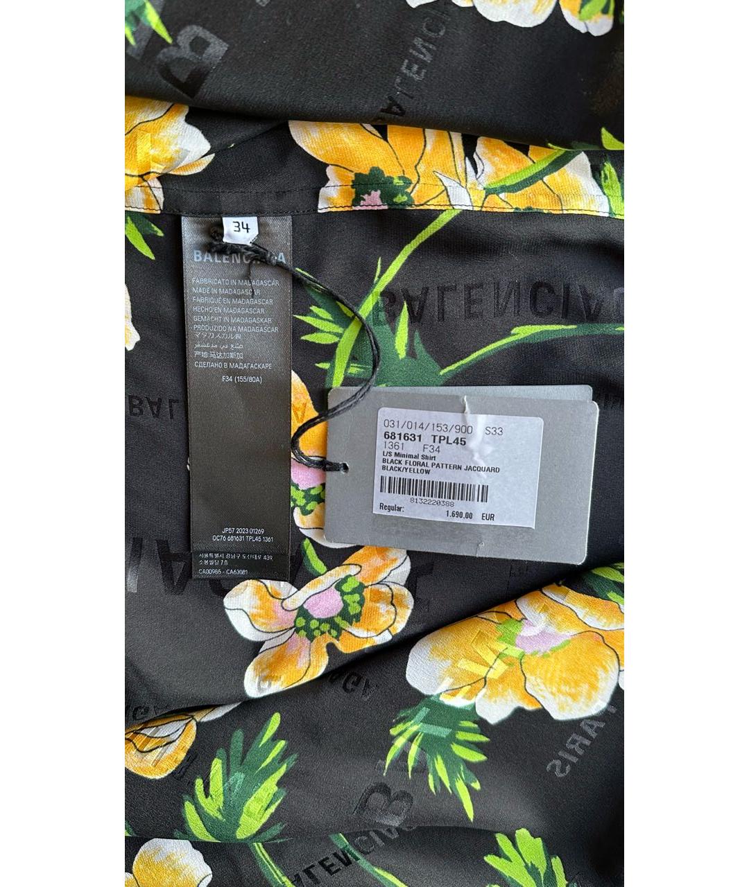 BALENCIAGA Черная шелковая рубашка, фото 5