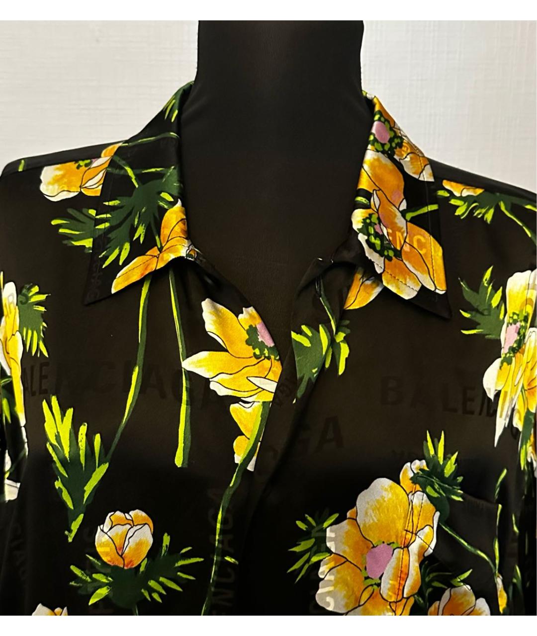 BALENCIAGA Черная шелковая рубашка, фото 6