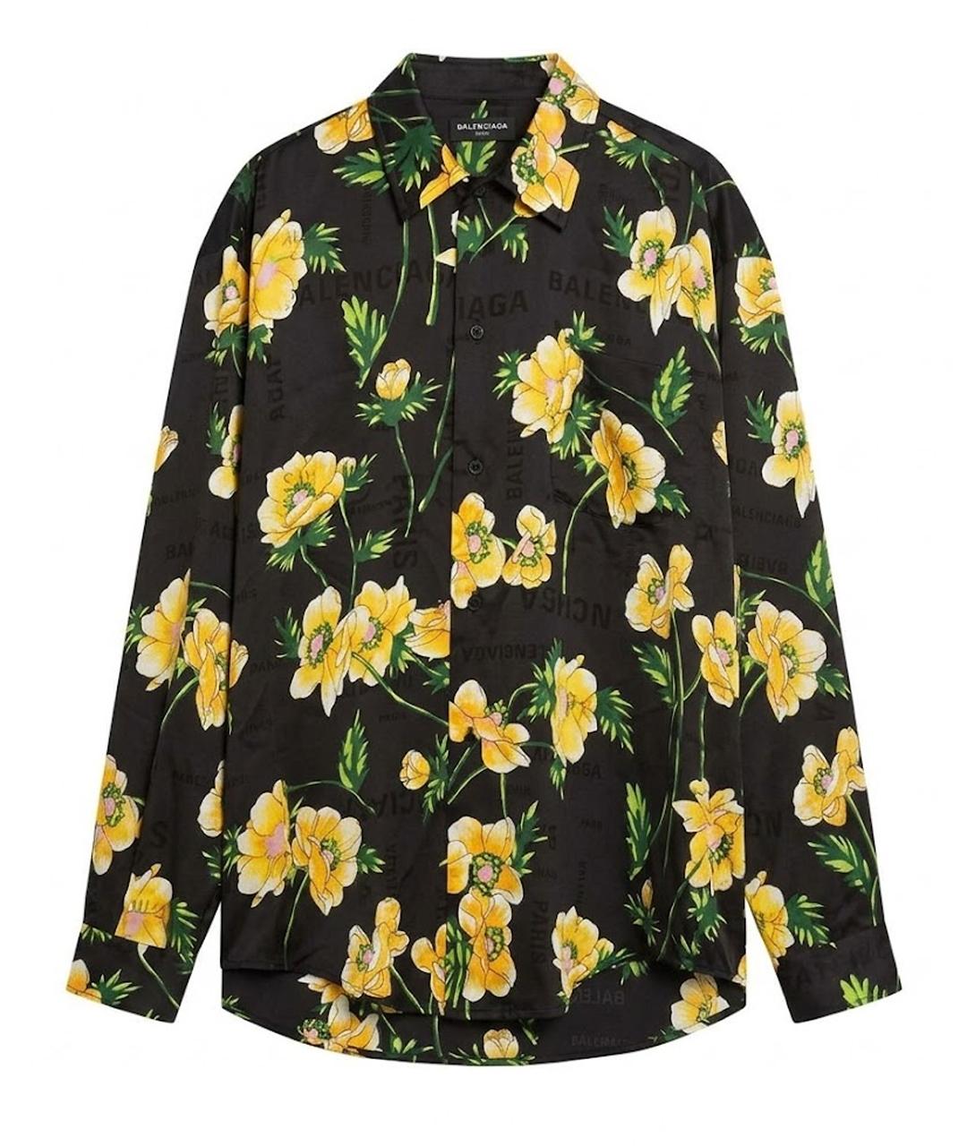 BALENCIAGA Черная шелковая рубашка, фото 1