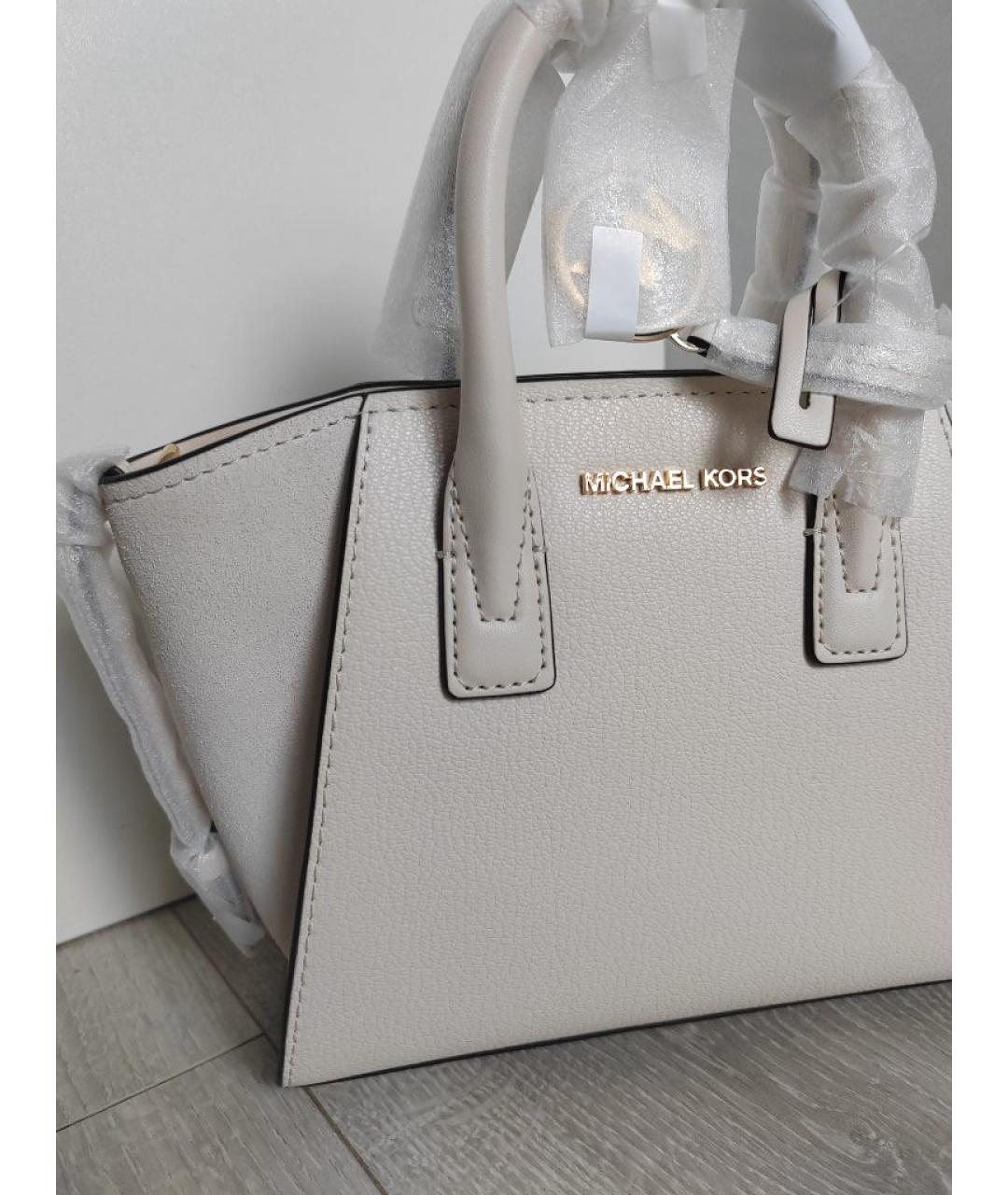 MICHAEL KORS Бежевая кожаная сумка с короткими ручками, фото 5