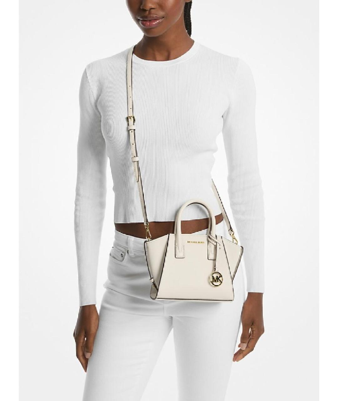 MICHAEL KORS Бежевая кожаная сумка с короткими ручками, фото 3