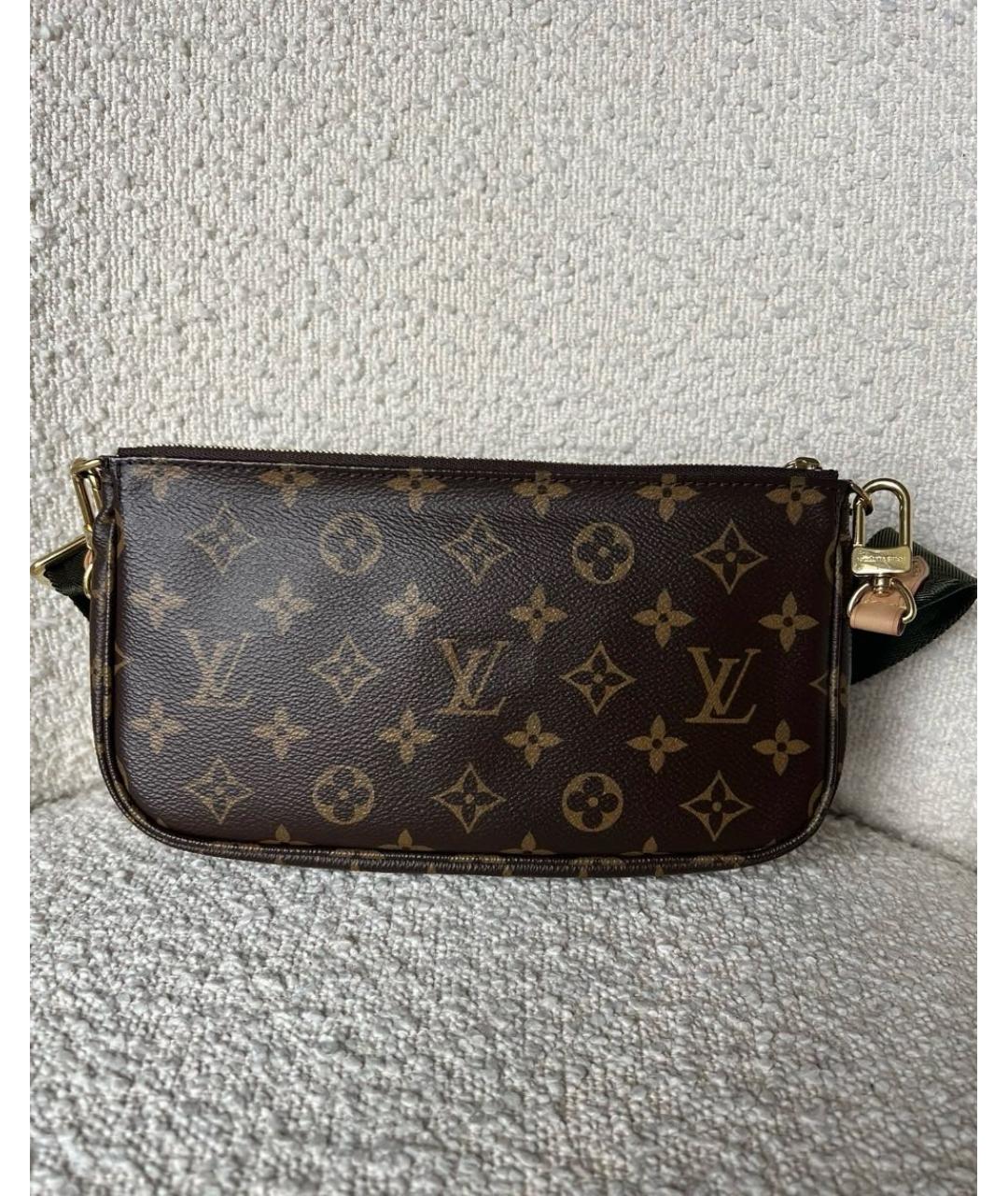 LOUIS VUITTON Коричневая кожаная сумка через плечо, фото 7