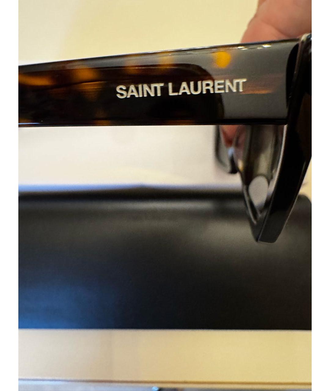 SAINT LAURENT Коричневые пластиковые солнцезащитные очки, фото 3