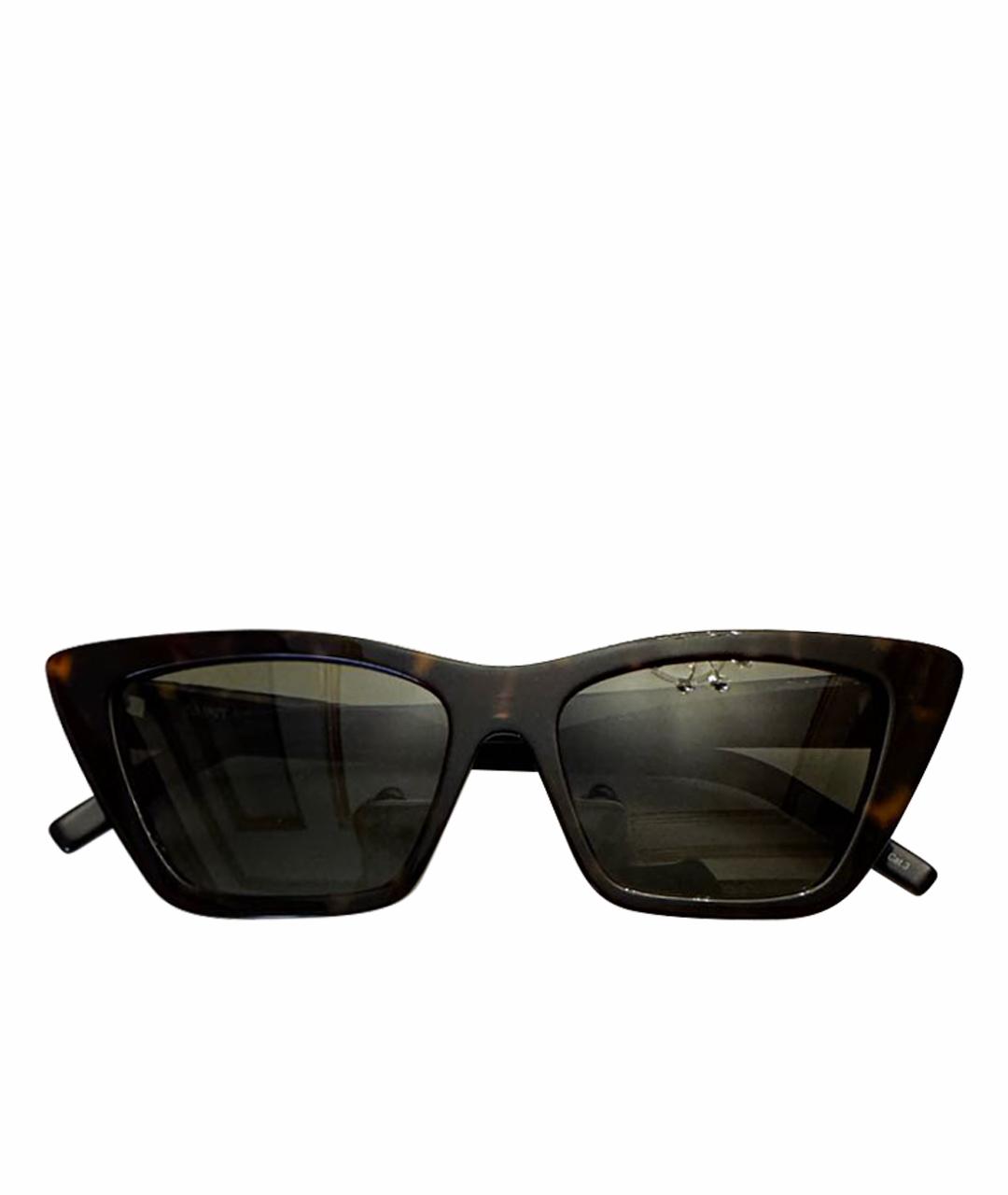 SAINT LAURENT Коричневые пластиковые солнцезащитные очки, фото 1