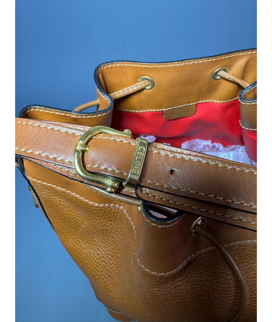 CELINE Коричневая сумка тоут из лакированной кожи, фото 8