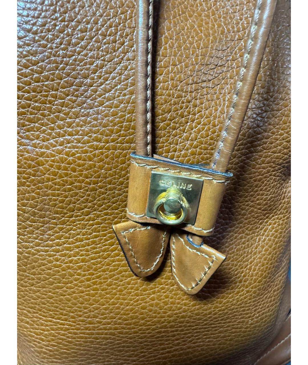 CELINE Коричневая сумка тоут из лакированной кожи, фото 6