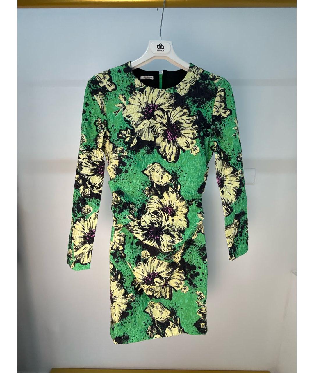 MIU MIU Зеленые полиамидовое повседневное платье, фото 7