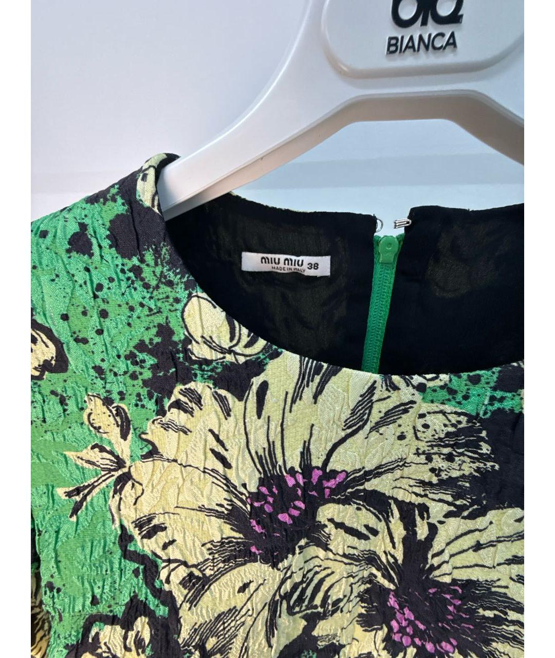 MIU MIU Зеленые полиамидовое повседневное платье, фото 3