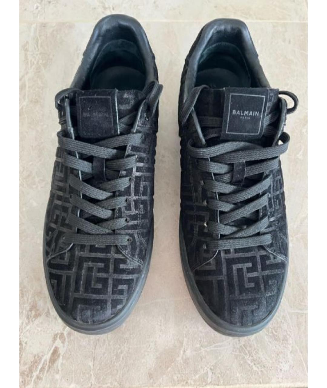 BALMAIN Черные замшевые низкие кроссовки / кеды, фото 2