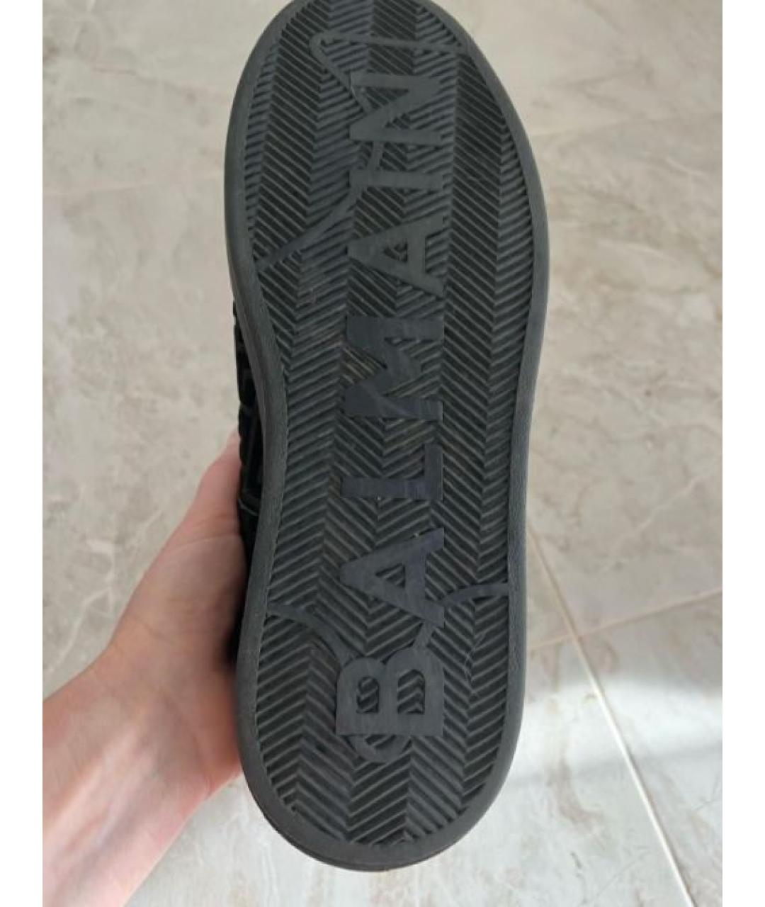 BALMAIN Черные замшевые низкие кроссовки / кеды, фото 5