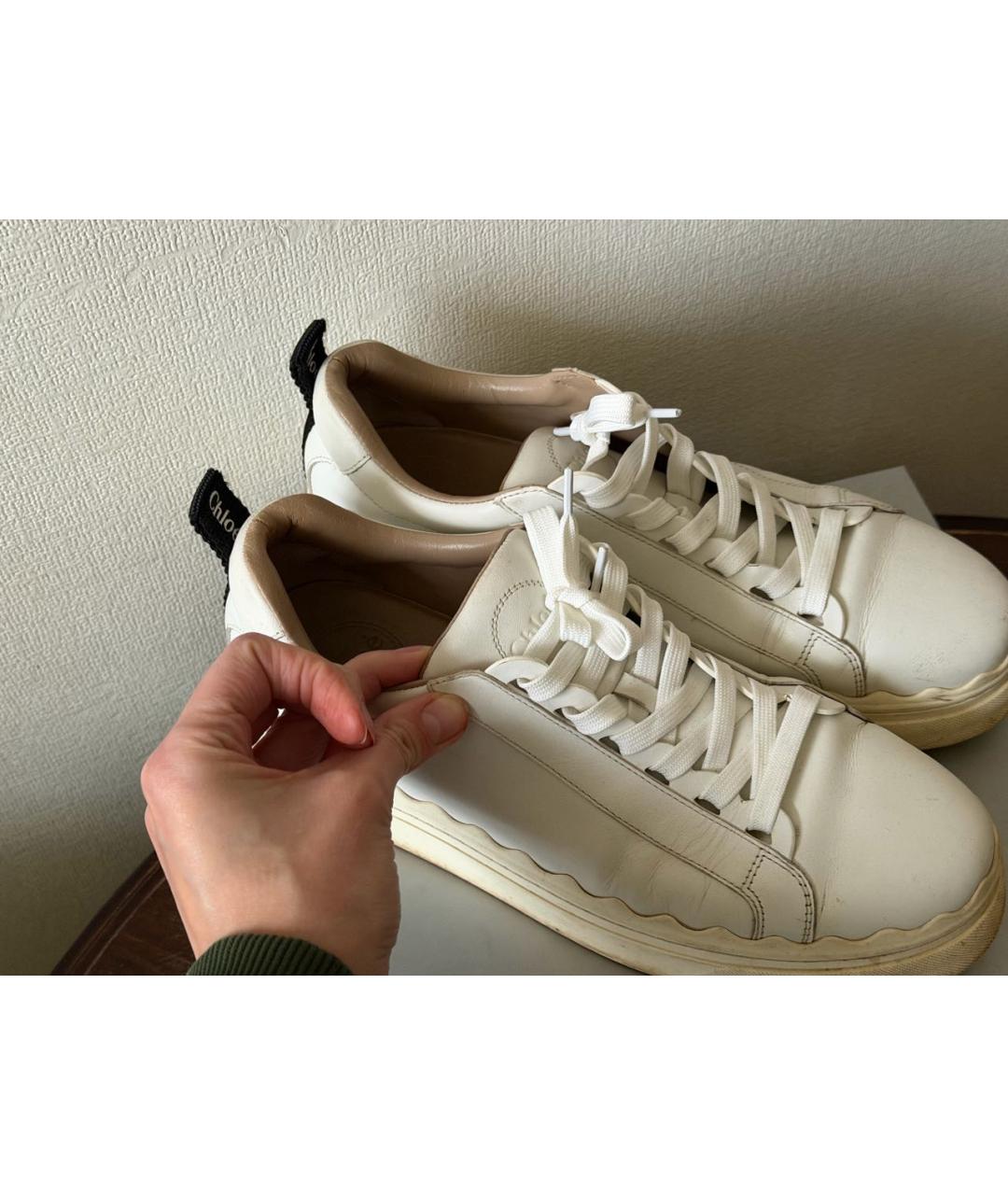 CHLOE Белые кожаные кеды, фото 7