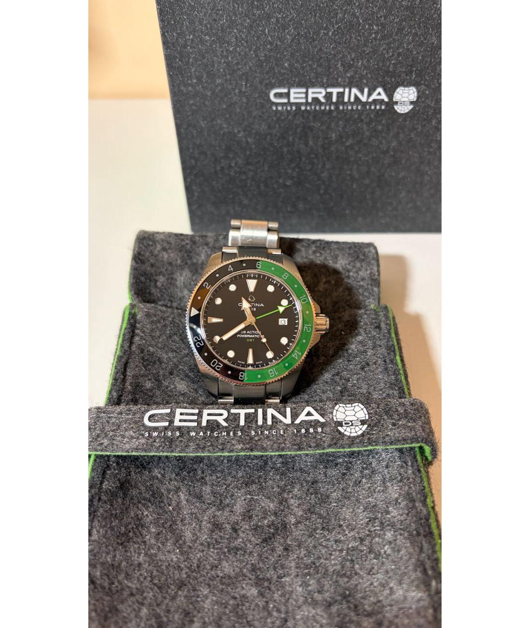 Certina Зеленые стальные часы, фото 8