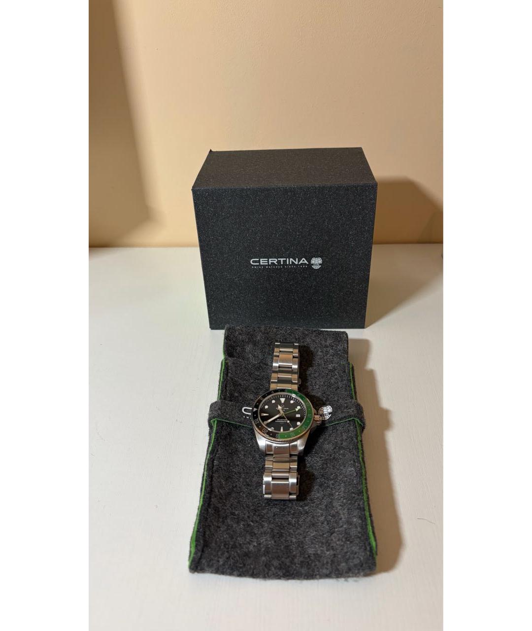 Certina Зеленые стальные часы, фото 6