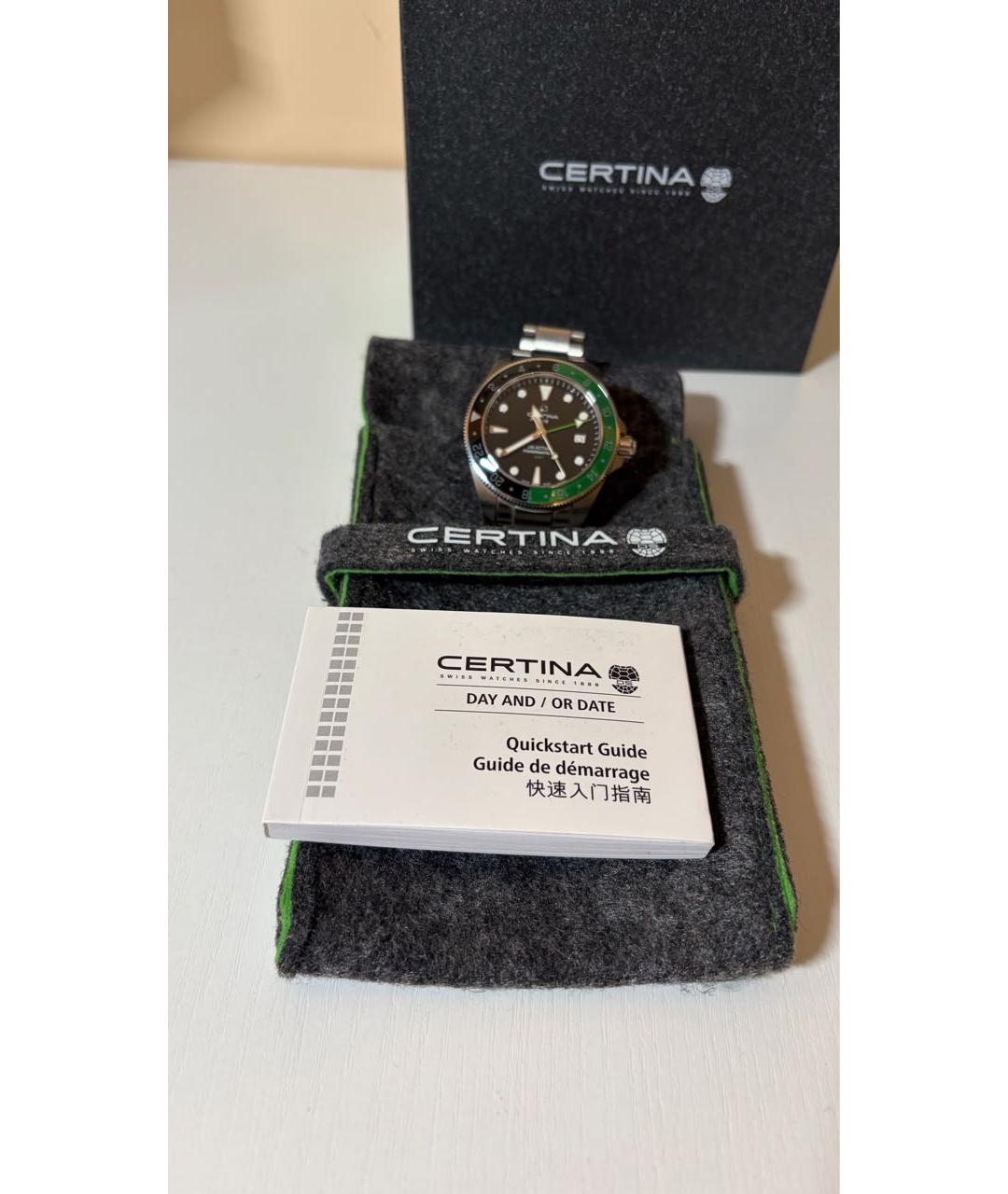Certina Зеленые стальные часы, фото 7