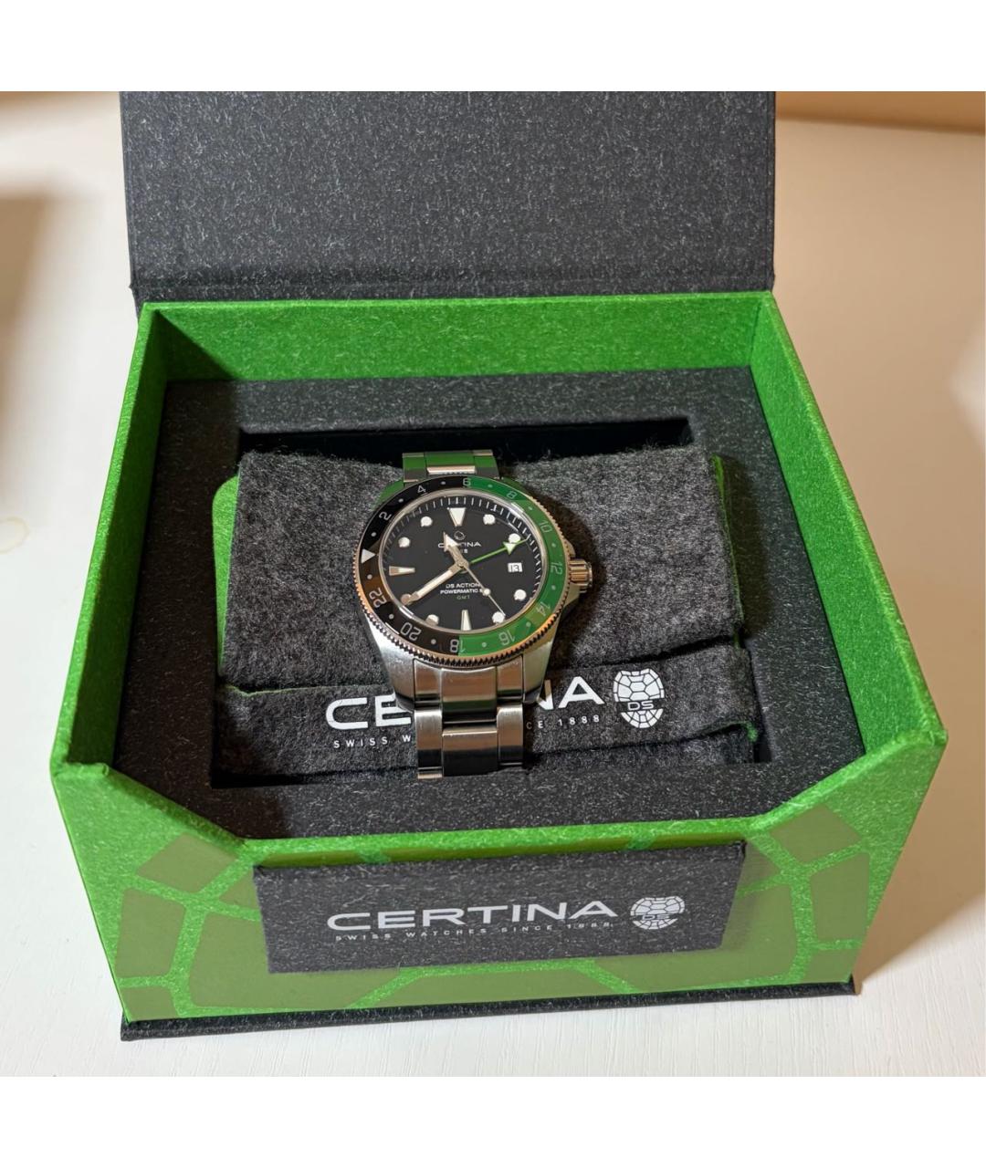 Certina Зеленые стальные часы, фото 4