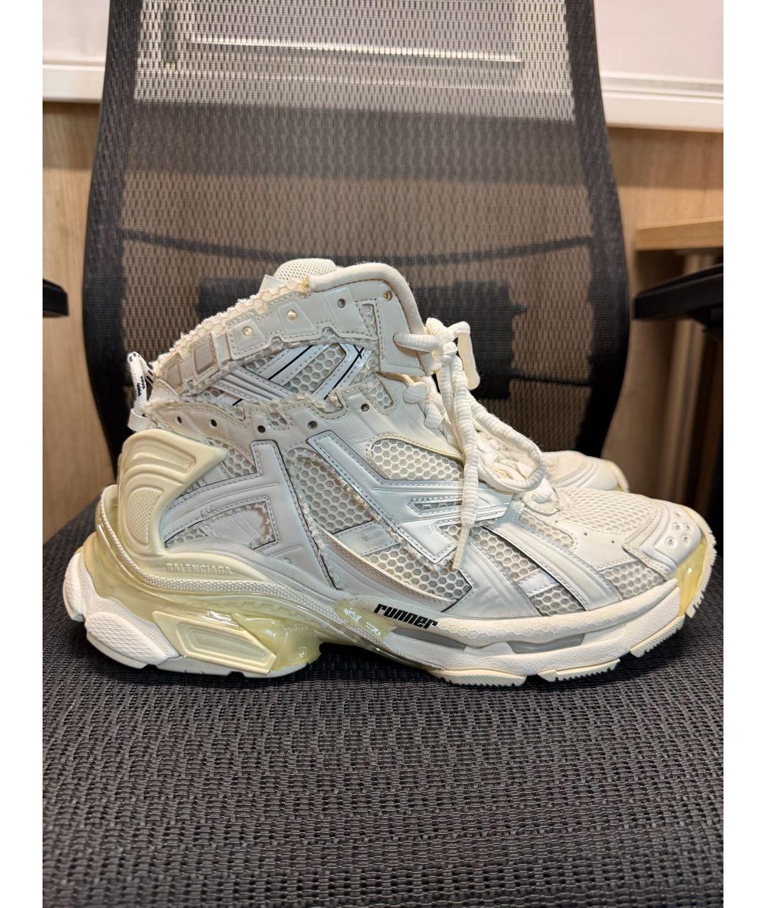 BALENCIAGA Белые текстильные высокие кроссовки / кеды, фото 9