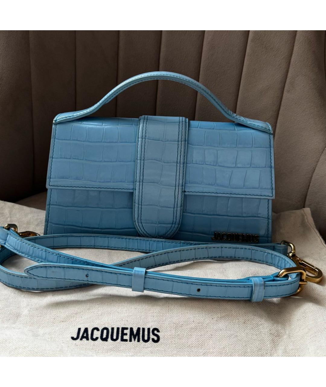 JACQUEMUS Голубая кожаная сумка тоут, фото 7