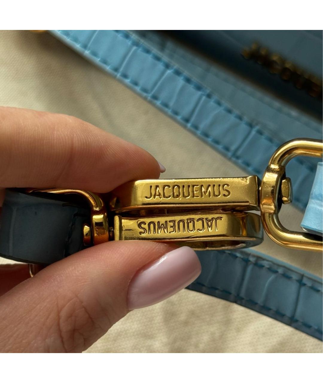 JACQUEMUS Голубая кожаная сумка тоут, фото 6