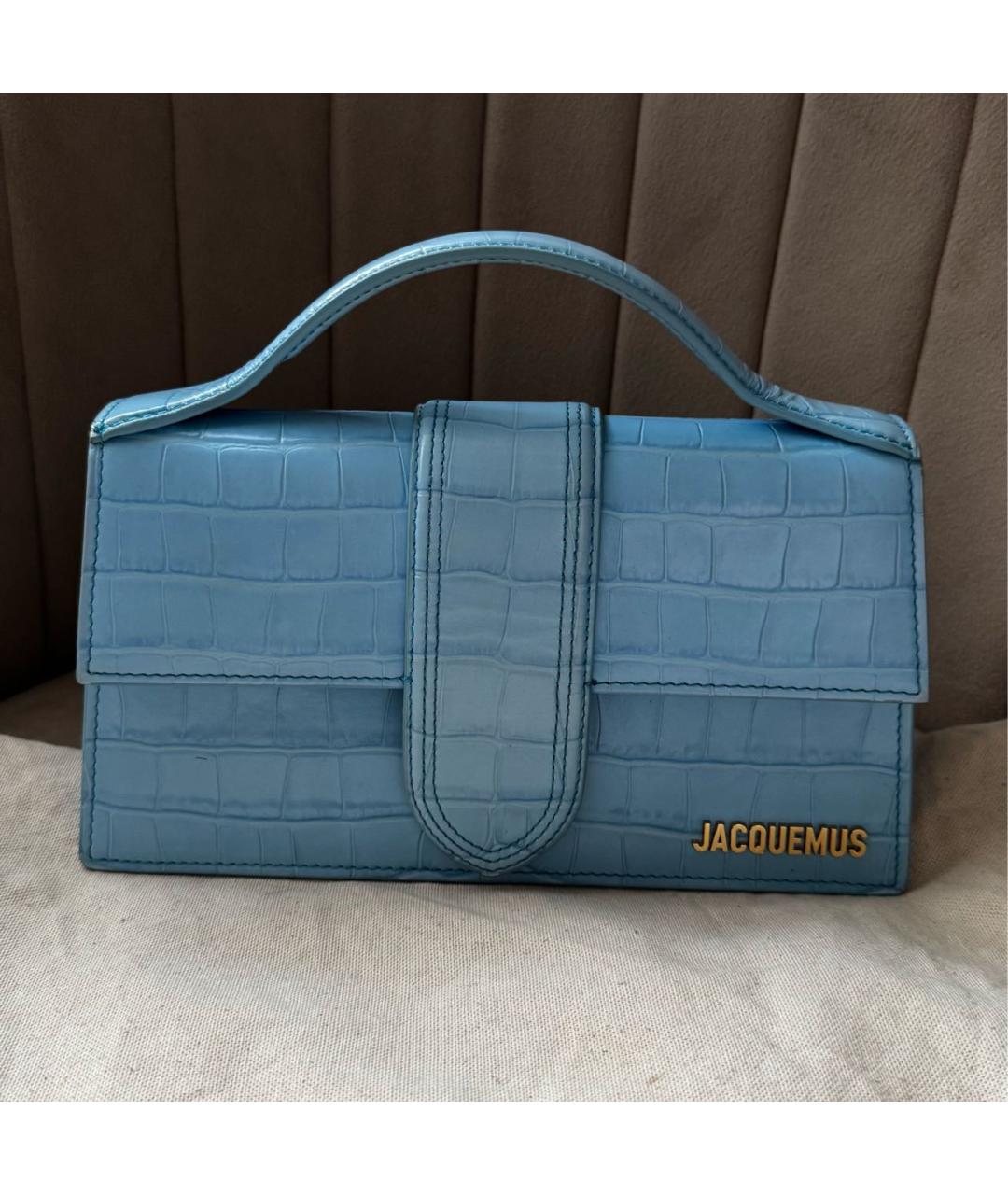 JACQUEMUS Голубая кожаная сумка тоут, фото 9