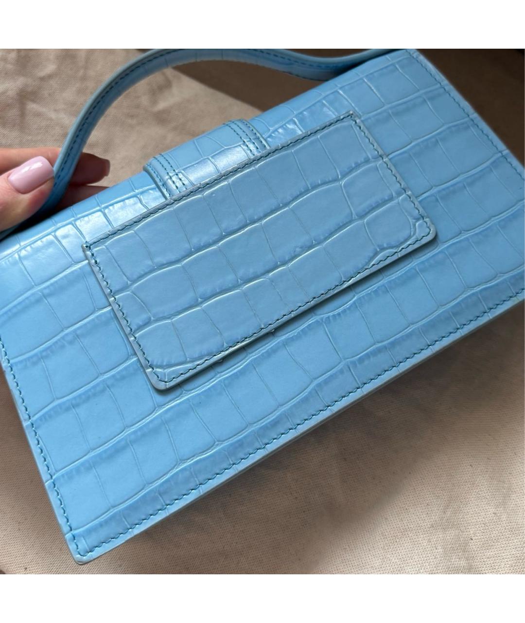 JACQUEMUS Голубая кожаная сумка тоут, фото 3