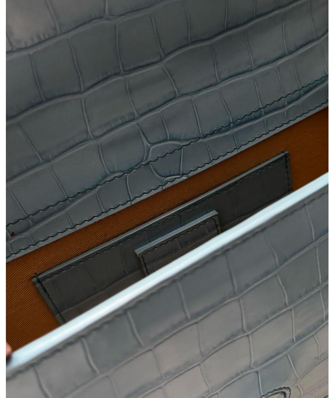 JACQUEMUS Голубая кожаная сумка тоут, фото 8