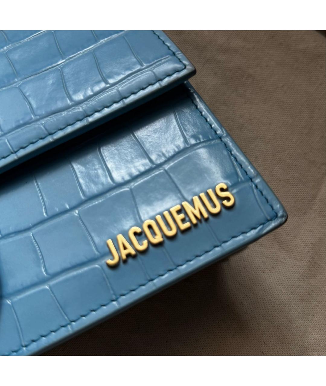 JACQUEMUS Голубая кожаная сумка тоут, фото 5