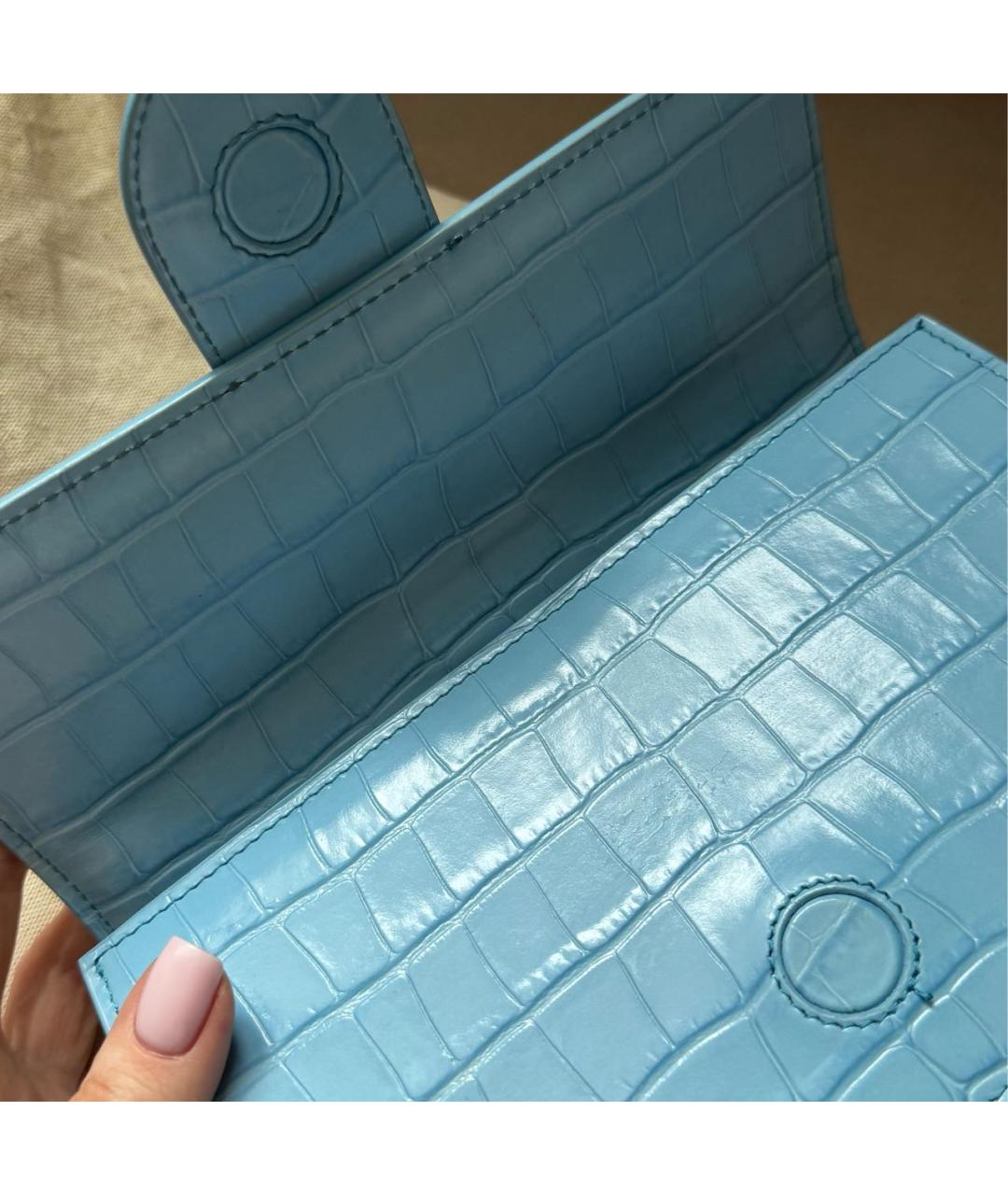 JACQUEMUS Голубая кожаная сумка тоут, фото 4