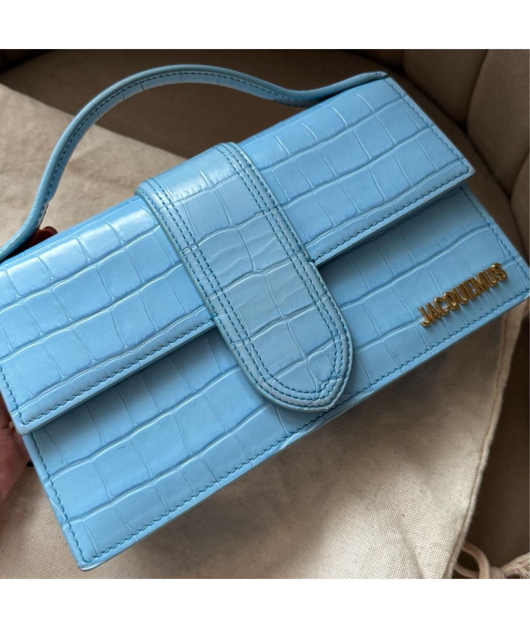 JACQUEMUS Голубая кожаная сумка тоут, фото 2