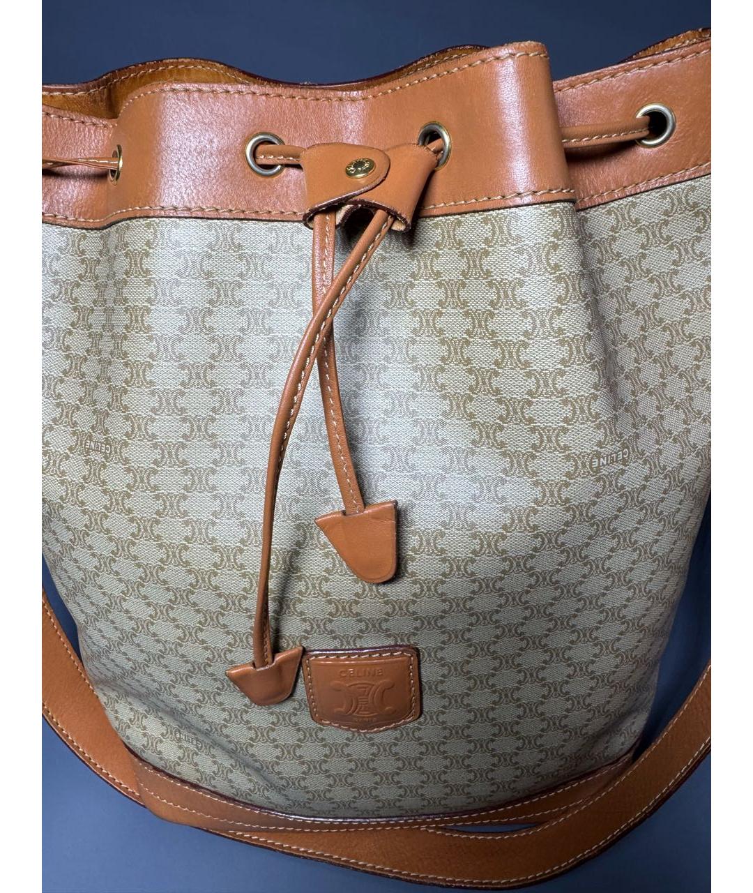 CELINE Коричневая кожаная сумка тоут, фото 5