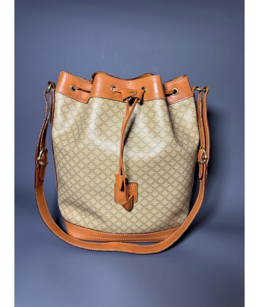 CELINE Коричневая кожаная сумка тоут, фото 9