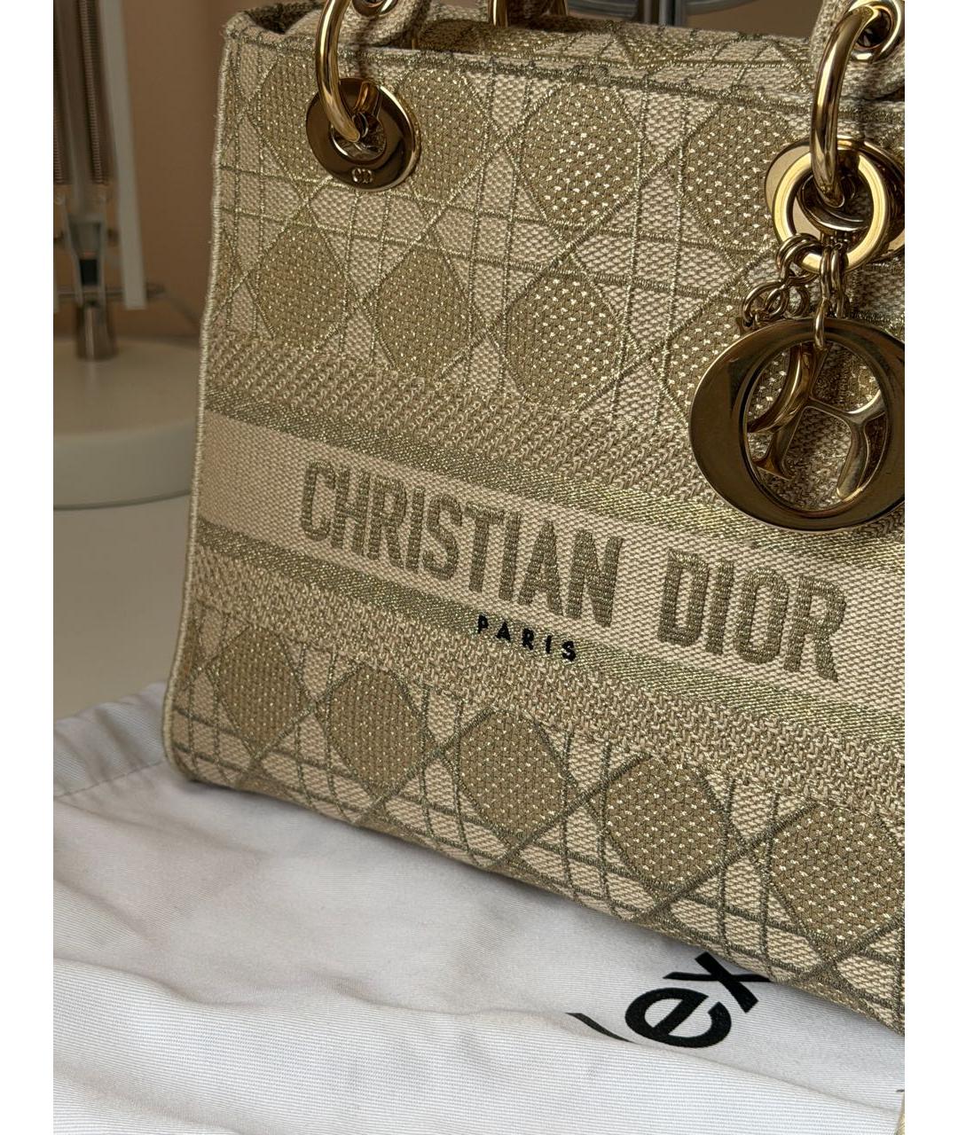 CHRISTIAN DIOR Золотая сумка с короткими ручками, фото 3