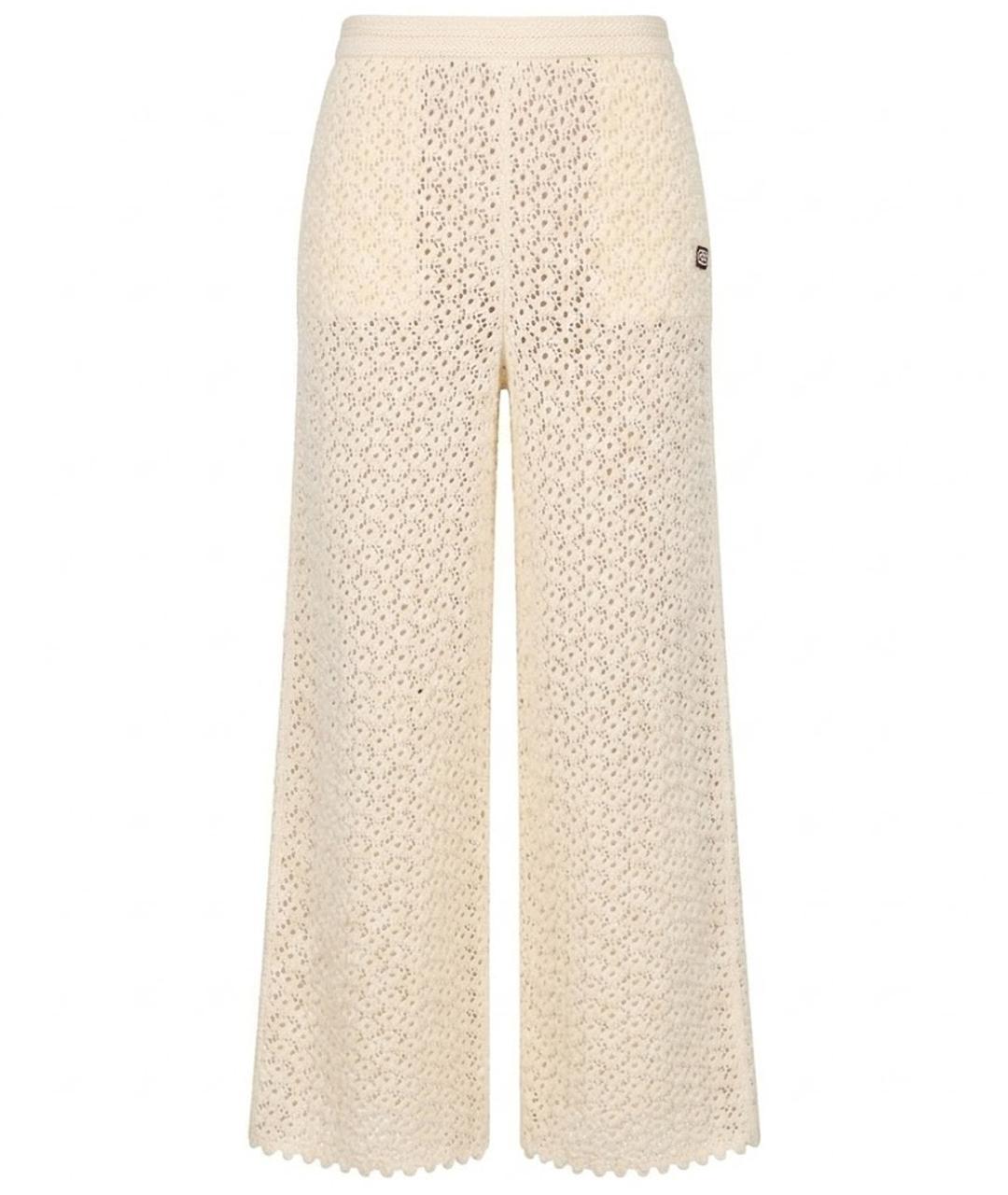 CHANEL Бежевые хлопковые прямые брюки, фото 1