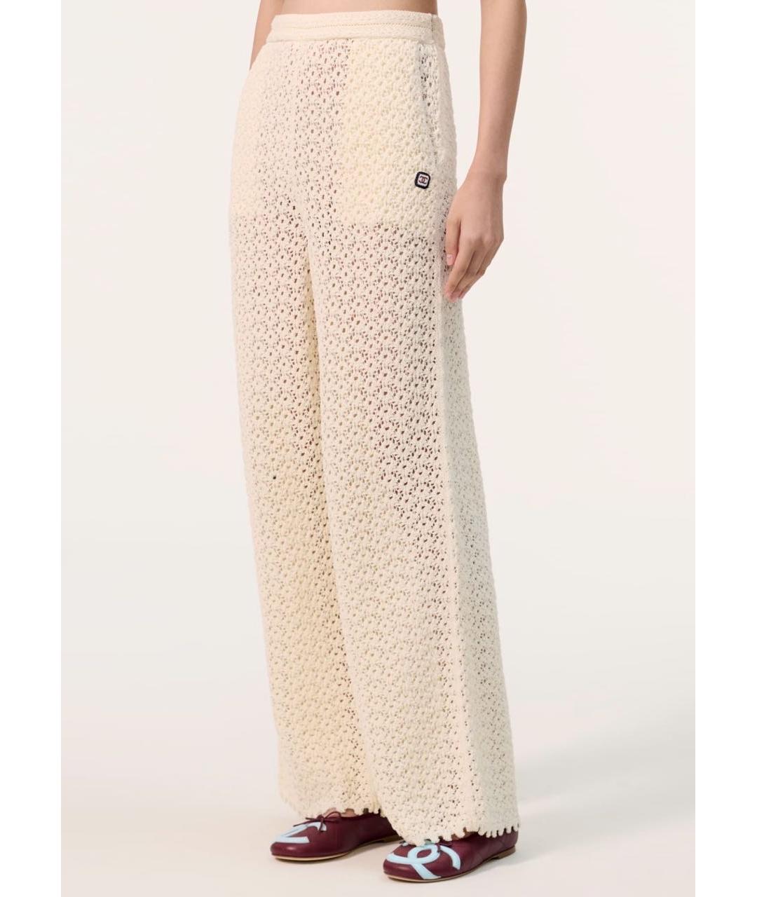 CHANEL Бежевые хлопковые прямые брюки, фото 4