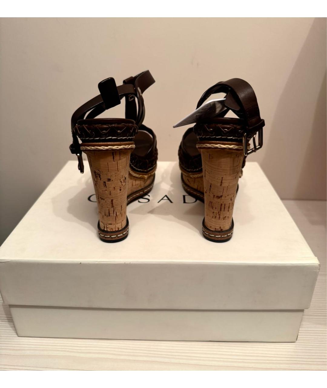 CASADEI Коричневые кожаные босоножки, фото 3