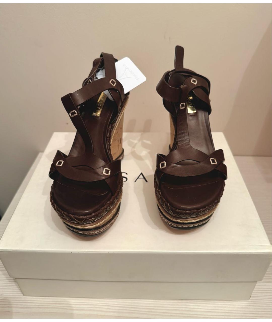 CASADEI Коричневые кожаные босоножки, фото 2